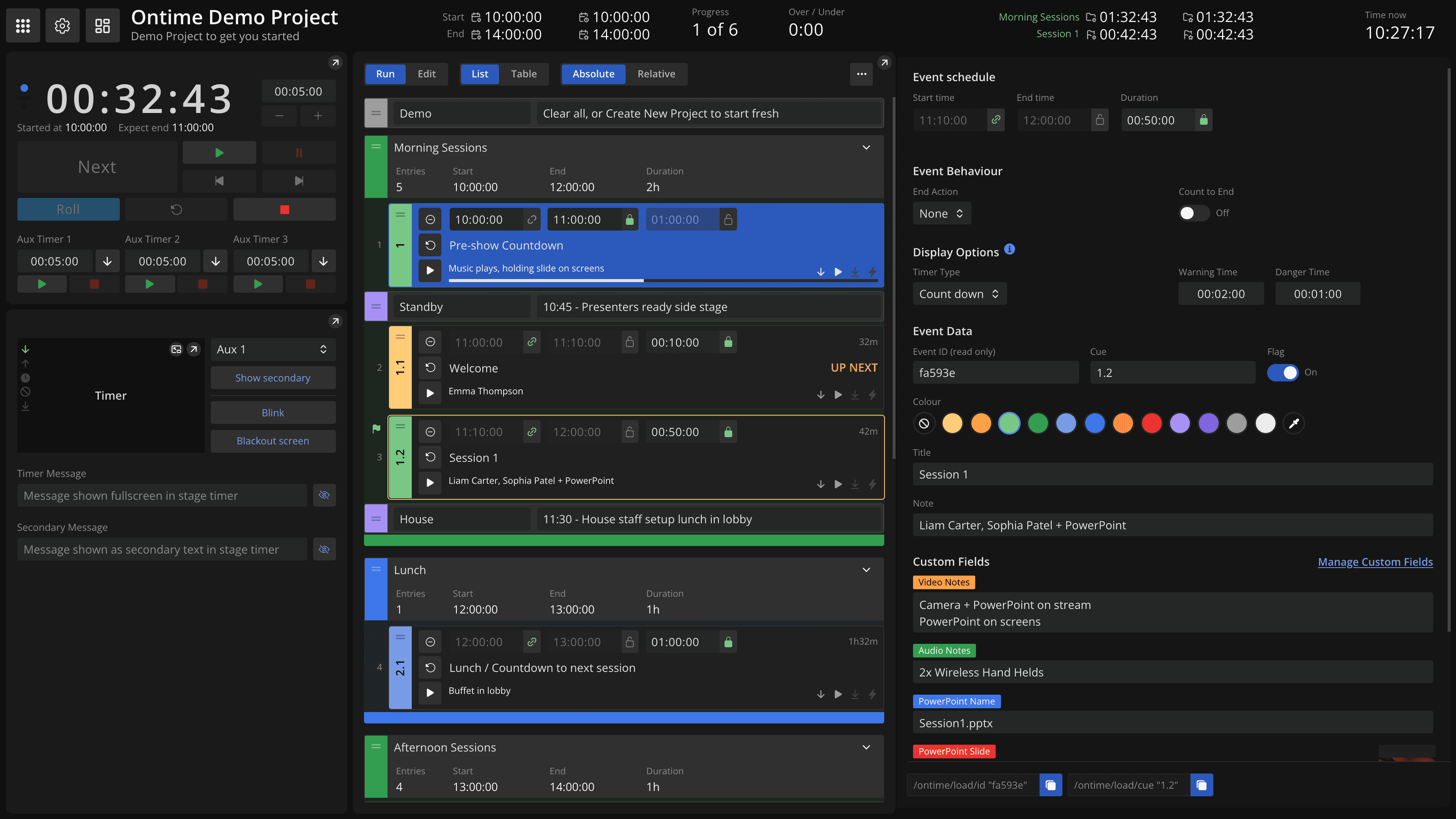 Ontime editor